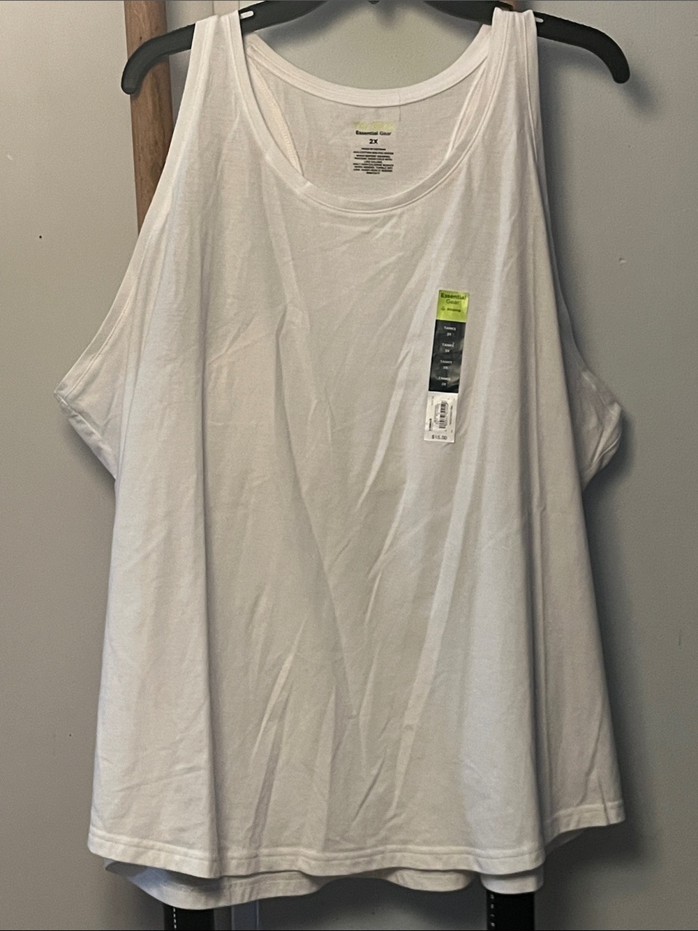 Essential Gear Wicking Women’s White Tank Top – Comfort Stretch 2X NWT New